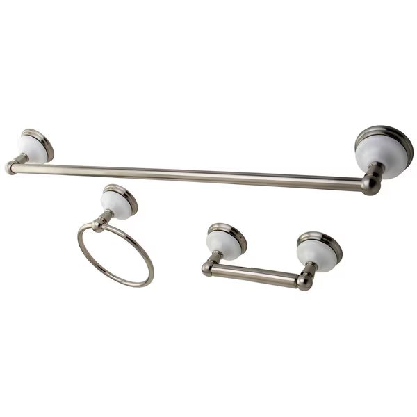 Victorian 3-Piece Bathroom Hardware, Brushed Nickel, Kingston Brass, Mfr#: BAK111148SN